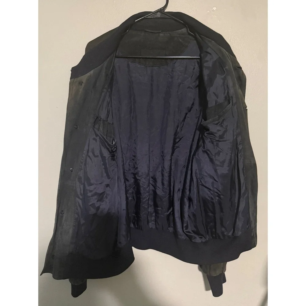Ermenegildo Zegna Bomber Jacket Men's Size L/XL Charcoal Pelle Suede Leather VTG